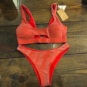 Berlook Red Glitter Bikini Set